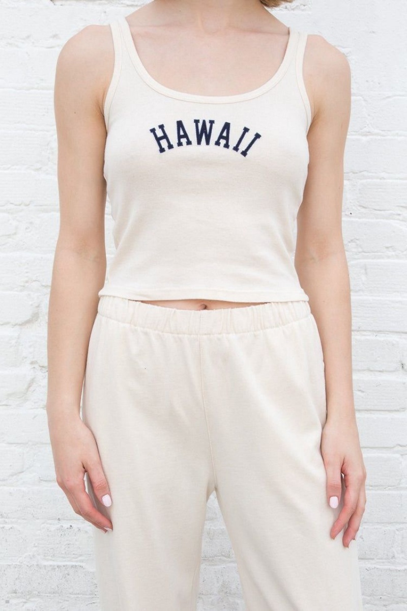 Debardeur Brandy Melville Beyonca Hawaii Blanche | MLQ-46905402